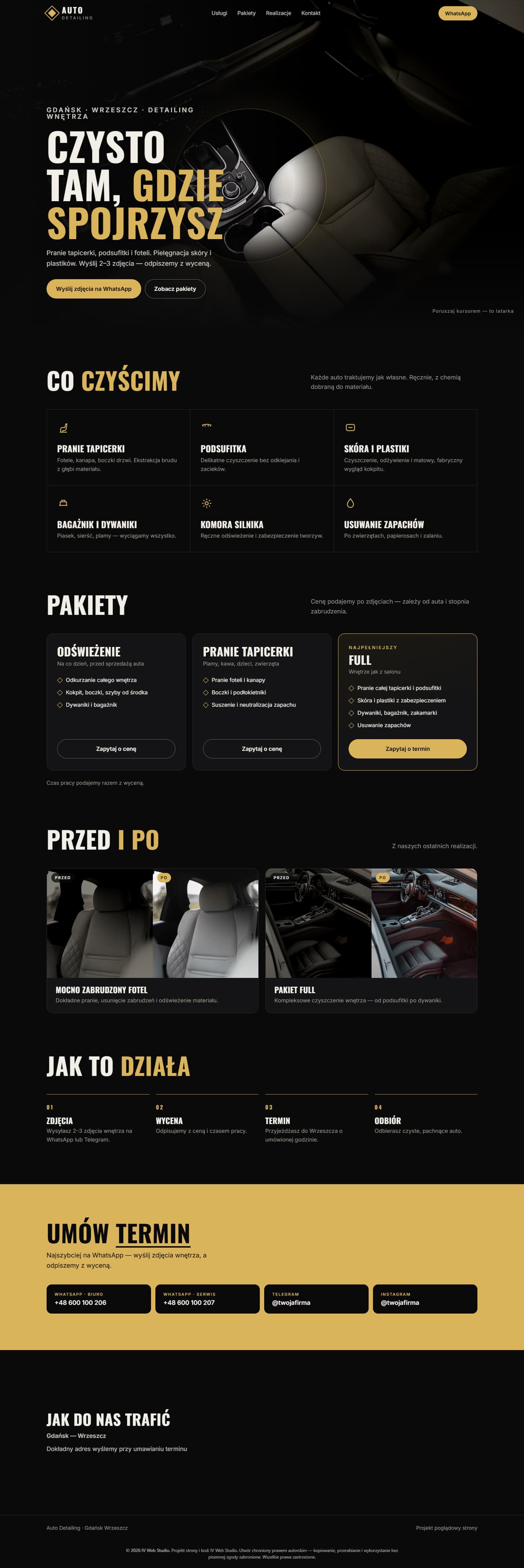 Projekt strony dla Detailing, Gdańsk